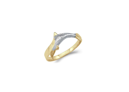 Two Tone Plated Animal Dolphin Ring